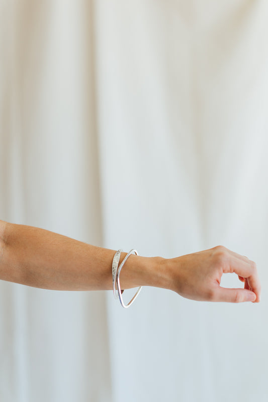 Hammered Silver Bangle Bracelets