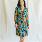 Blue and Black Floral Button Down Dress
