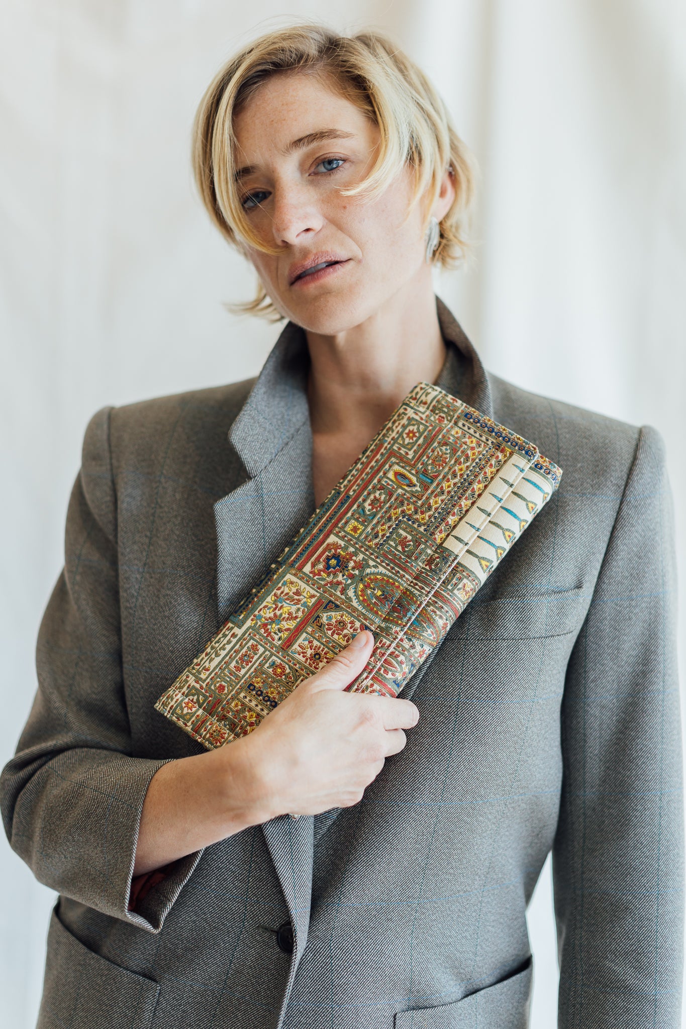 Stylecraft Multicolored Textile Patterned Clutch