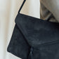 Black Suede Envelope Purse with Tassel
