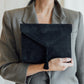 Black Suede Envelope Purse with Tassel