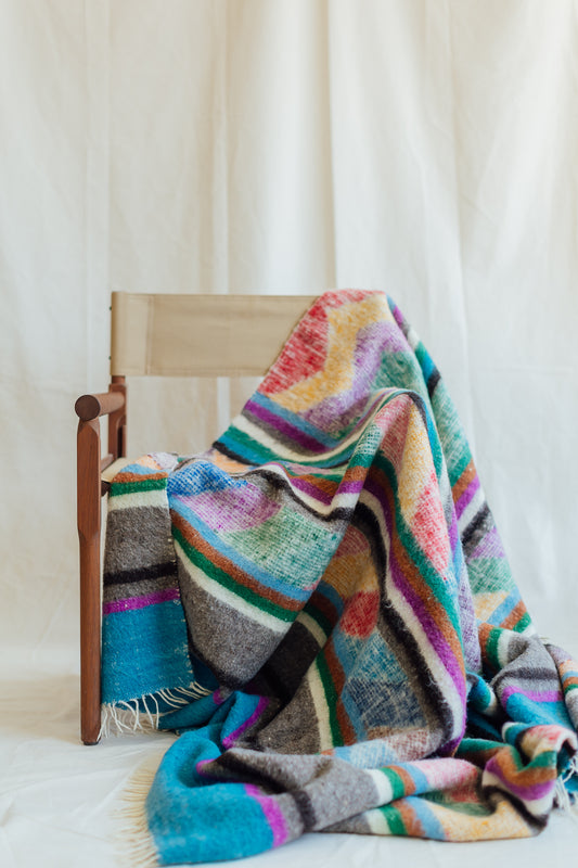 Vintage South American Wool Blanket - 72" x 88"