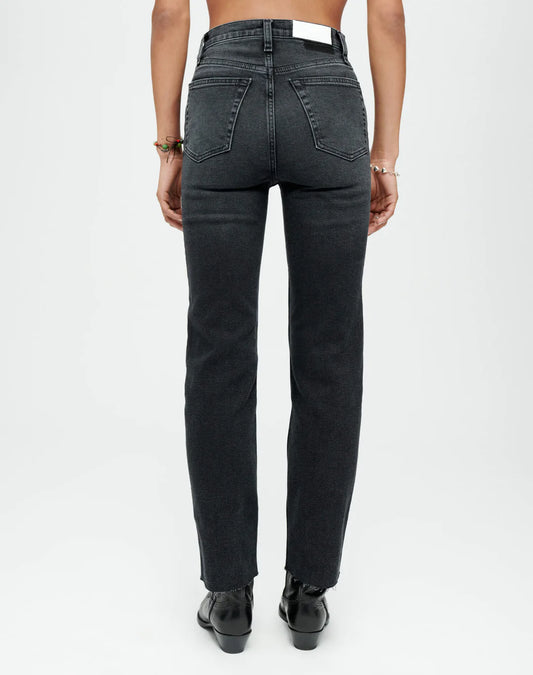 RE/DONE Denim High Rise Straight Leg 70s Stovepipe in Washed Noir