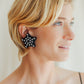 Black Embellished Star Clip On Earrings