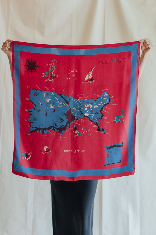 Island of Capri Red Silk Scarf