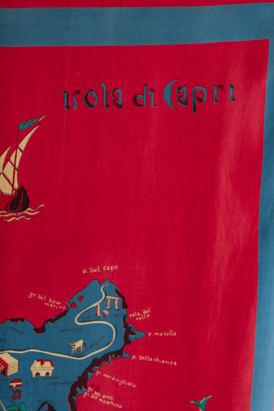 Island of Capri Red Silk Scarf