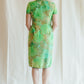 Green Abstract Cheongsam-Style Silk Dress