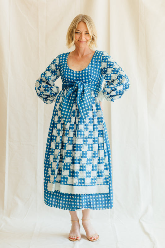 B. Altman & Co. Blue Plaid Check Dress