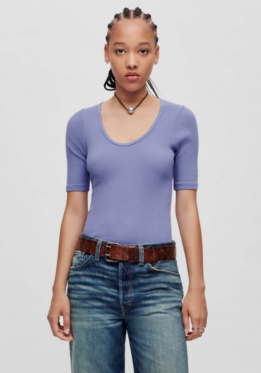 RE/DONE x Hanes Ribbed Scoop Neck Tee Celestial Blue