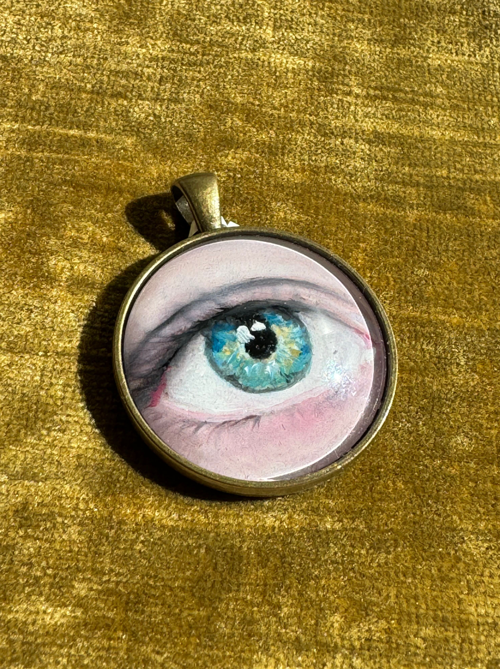 Modern Moghul Painted Lover's Eye Pendant