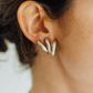 Tri-Hoop Silver Clip On Earrings