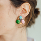 Turquoise, Pink, and Green Stone Clip On Earrings