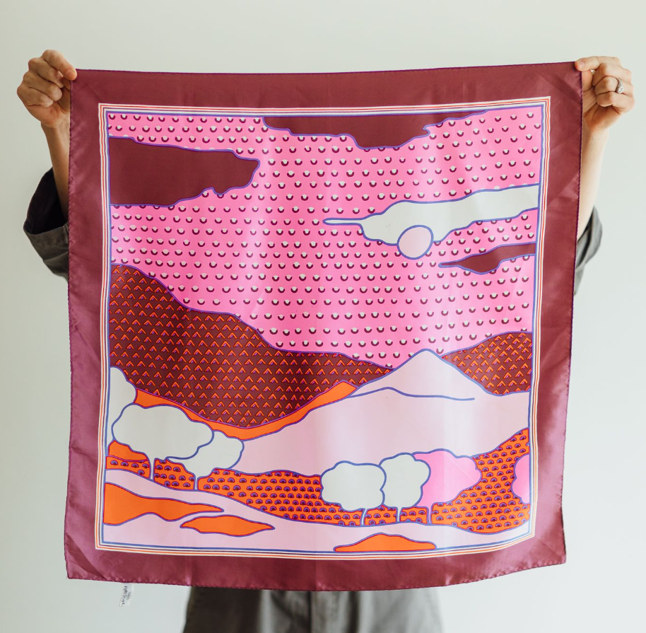 Neon Landscape Silk Scarf