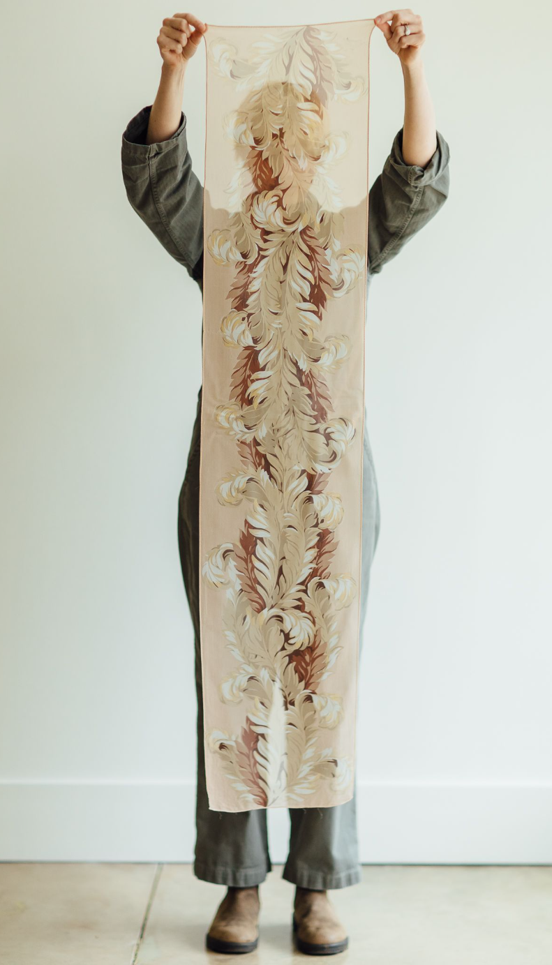 Tone-on-tone Feathers Silk Scarf