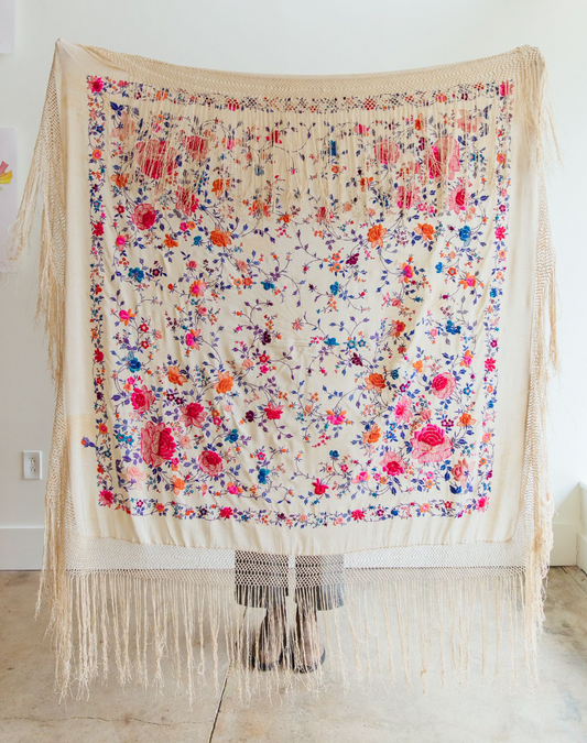 1920s Antique Ivory Piano Shawl