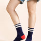 Collegiate Stripe Crew- Navy