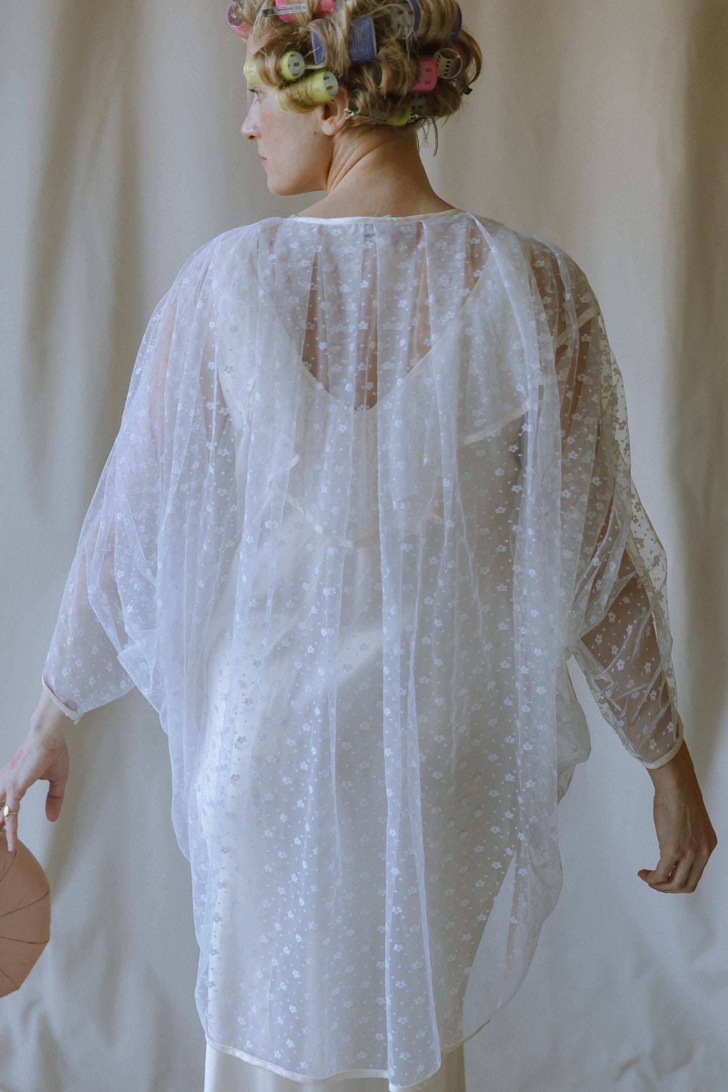 Ivory Silk and Swiss Lace Peignoir Set