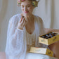 Ivory Silk and Swiss Lace Peignoir Set