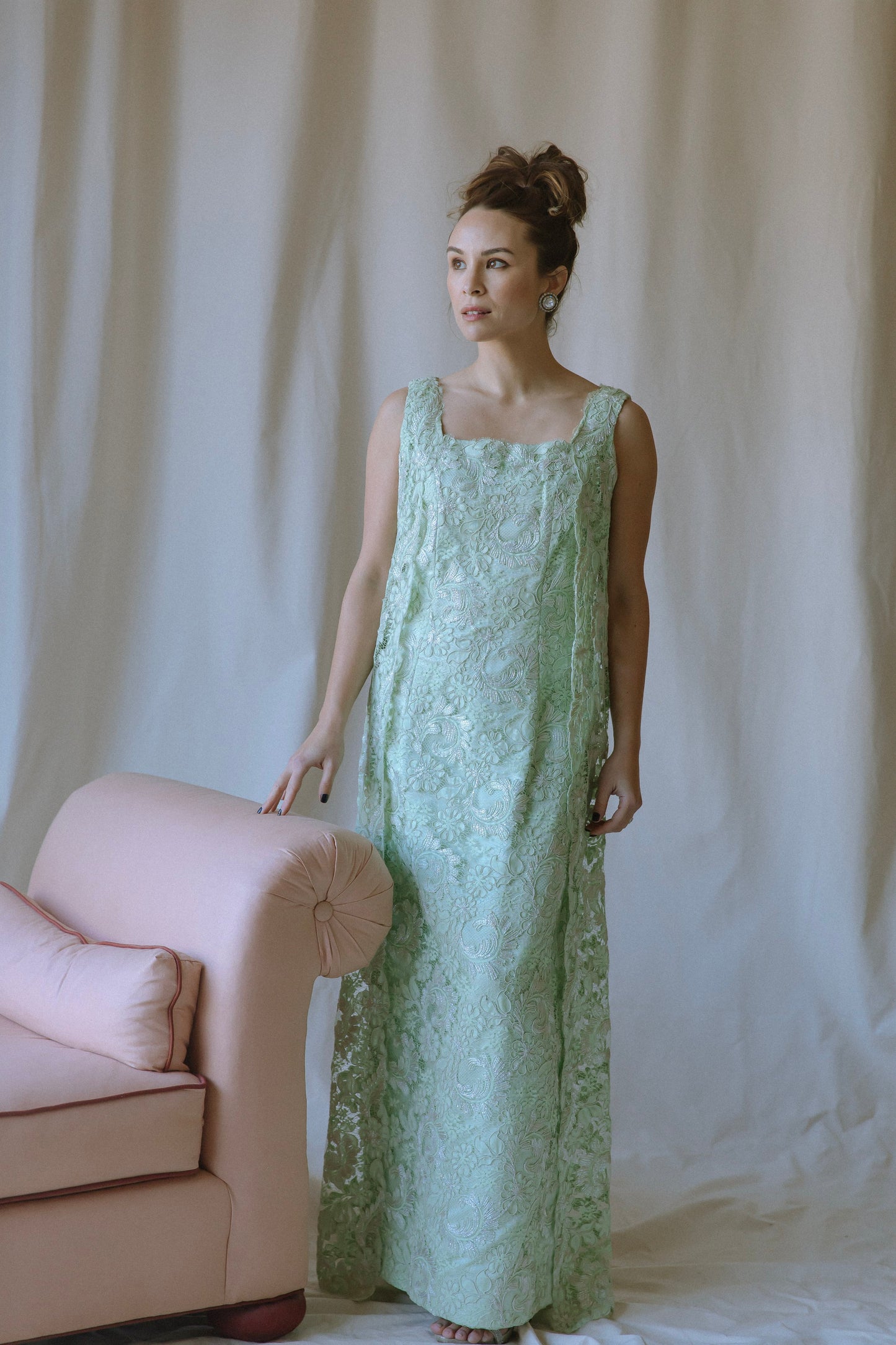 Bernetti Tea Green Lace Gown