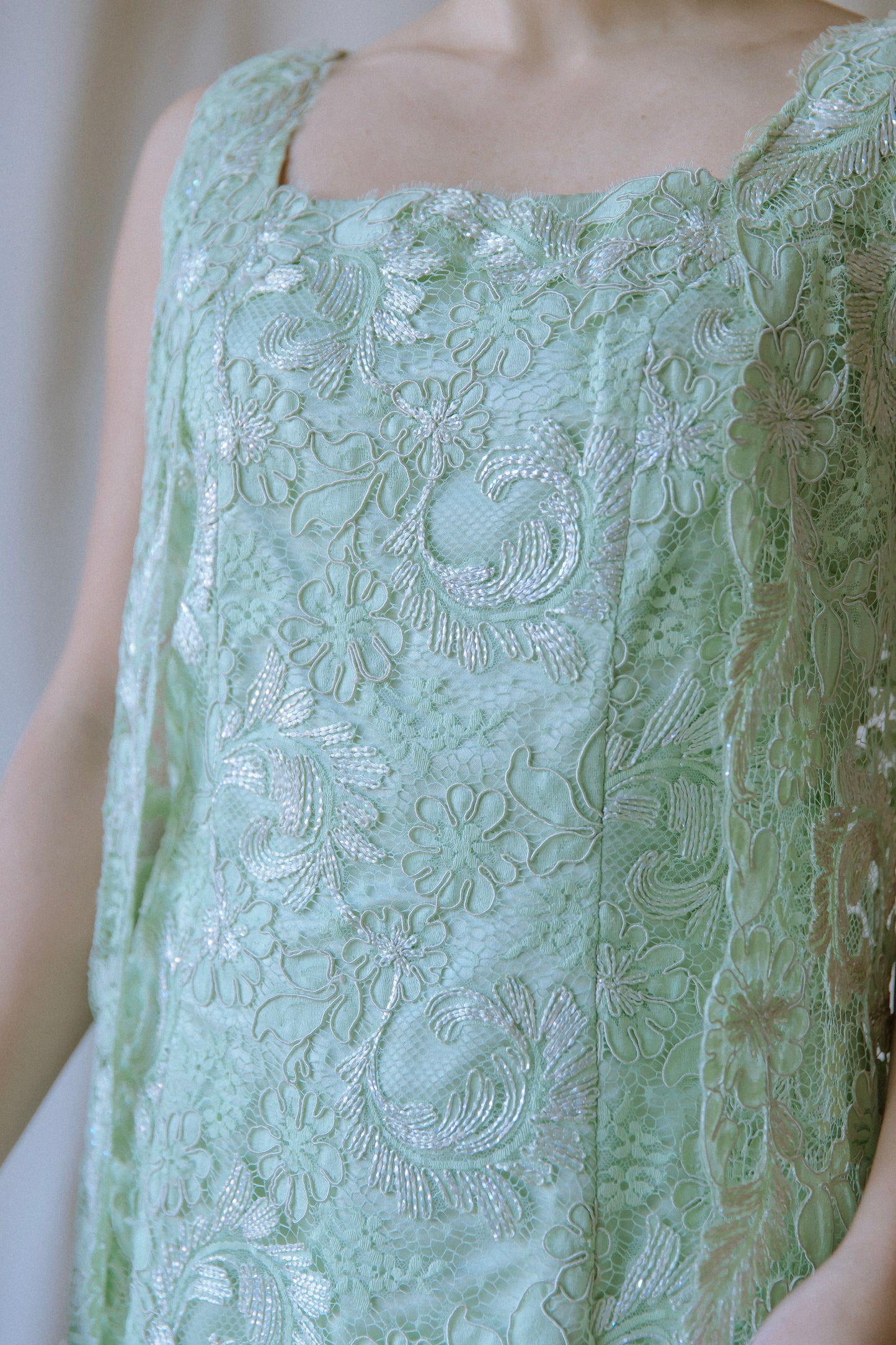 Bernetti Tea Green Lace Gown