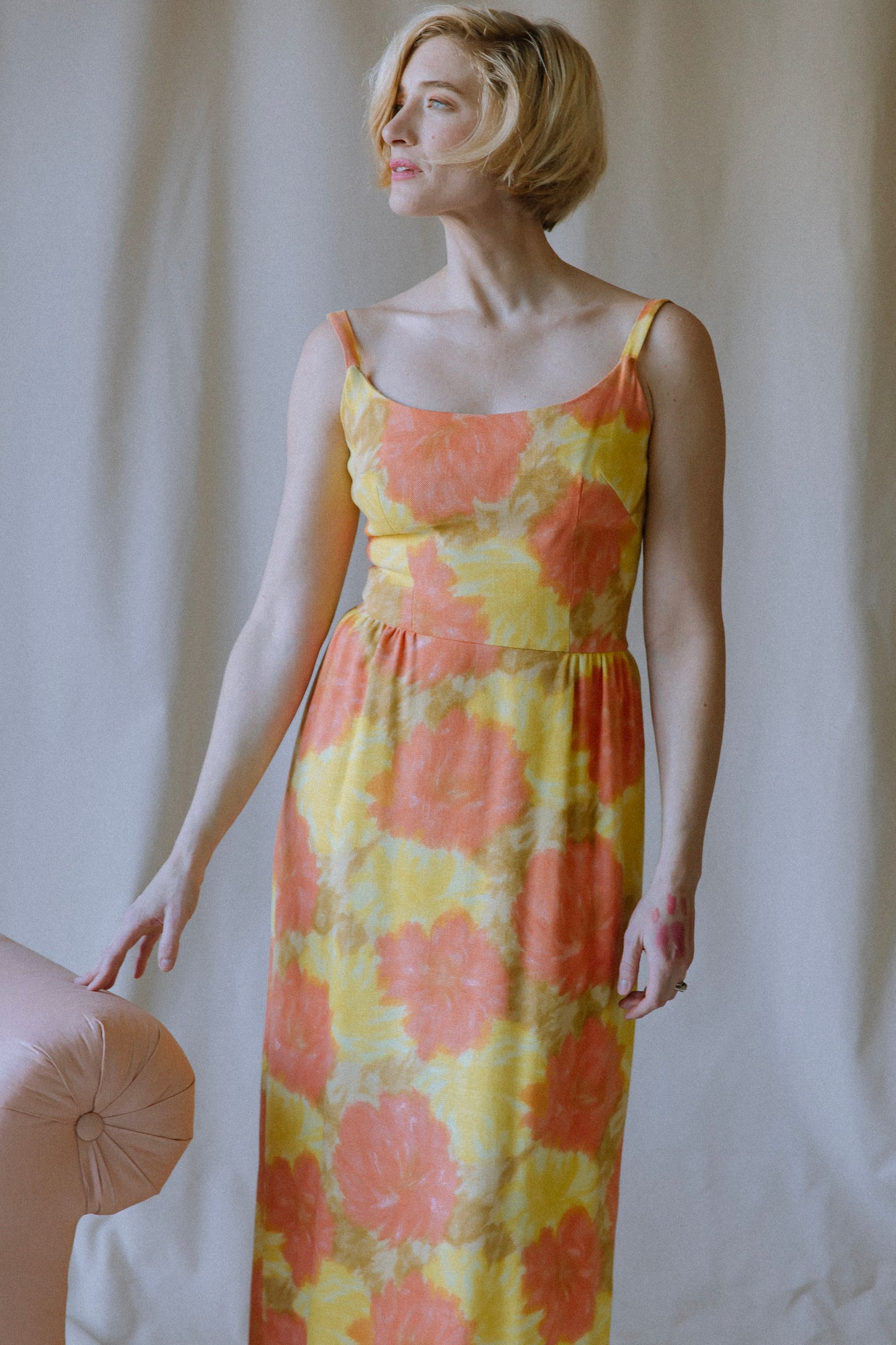 Marigold Floral Linen Gown