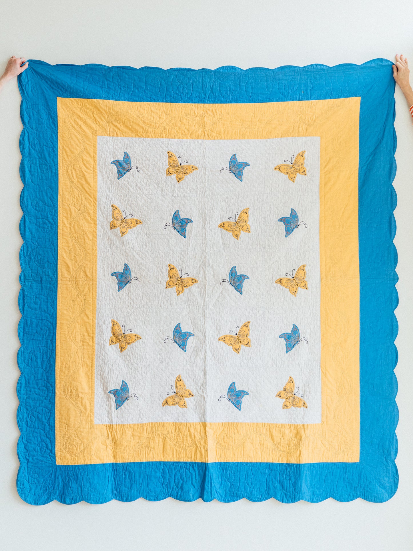 1940s Applique Embroidered Butterfly Quilt
