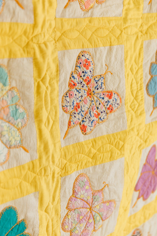 1960s Yellow Butterfly Quilt