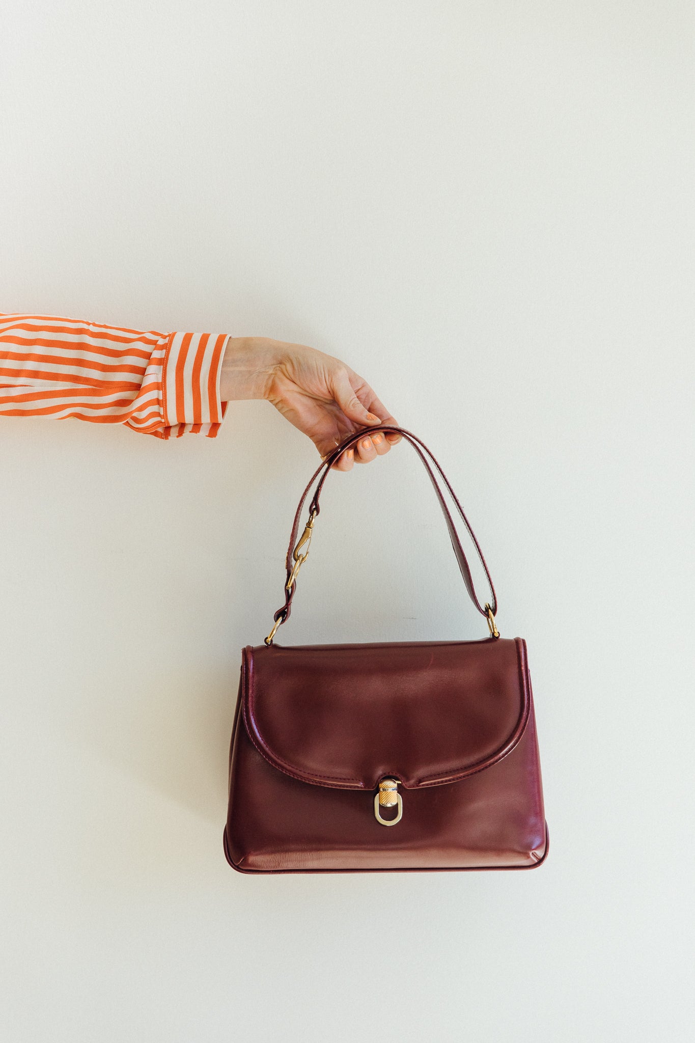 Pirovano Maroon Leather Shoulder Bag