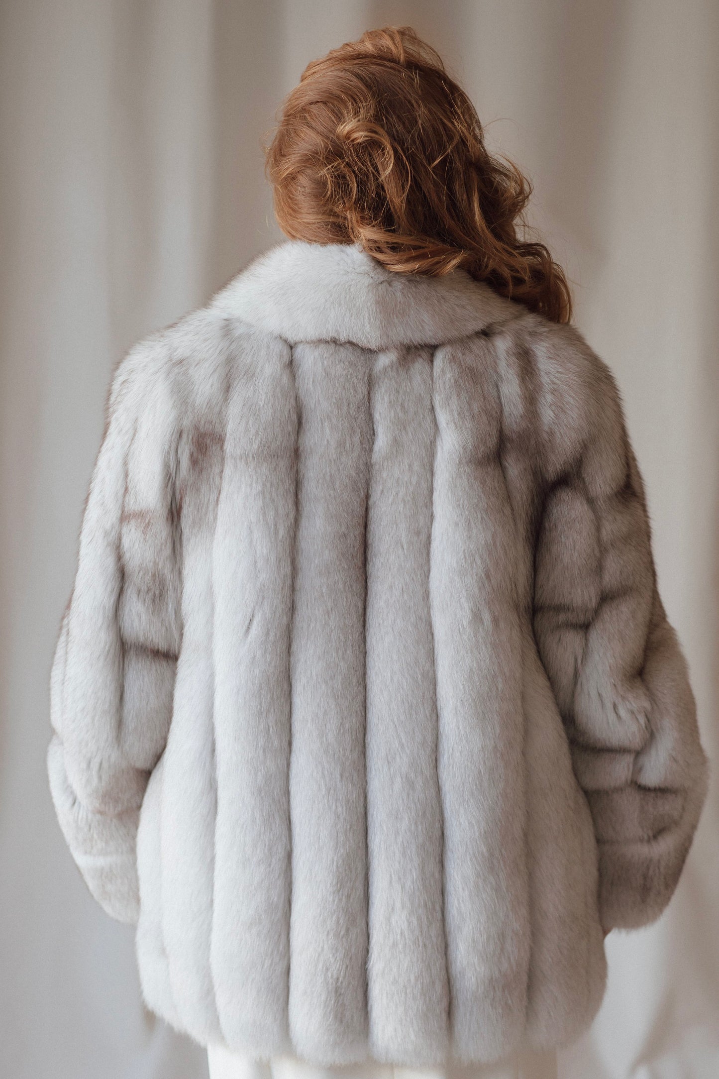 Sabina Ice White Fox Fur Coat