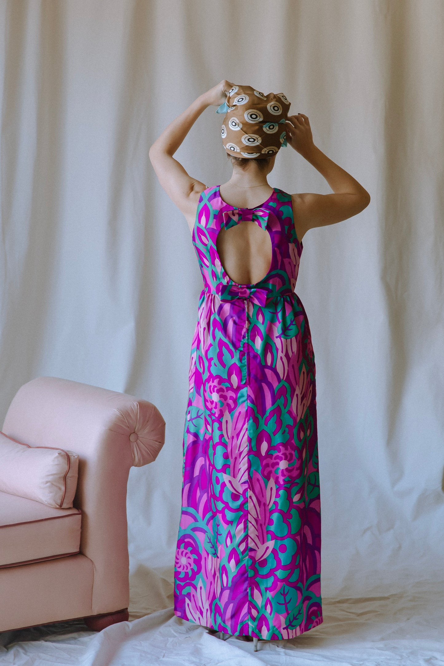 Wild Orchid Floral Silk Gown