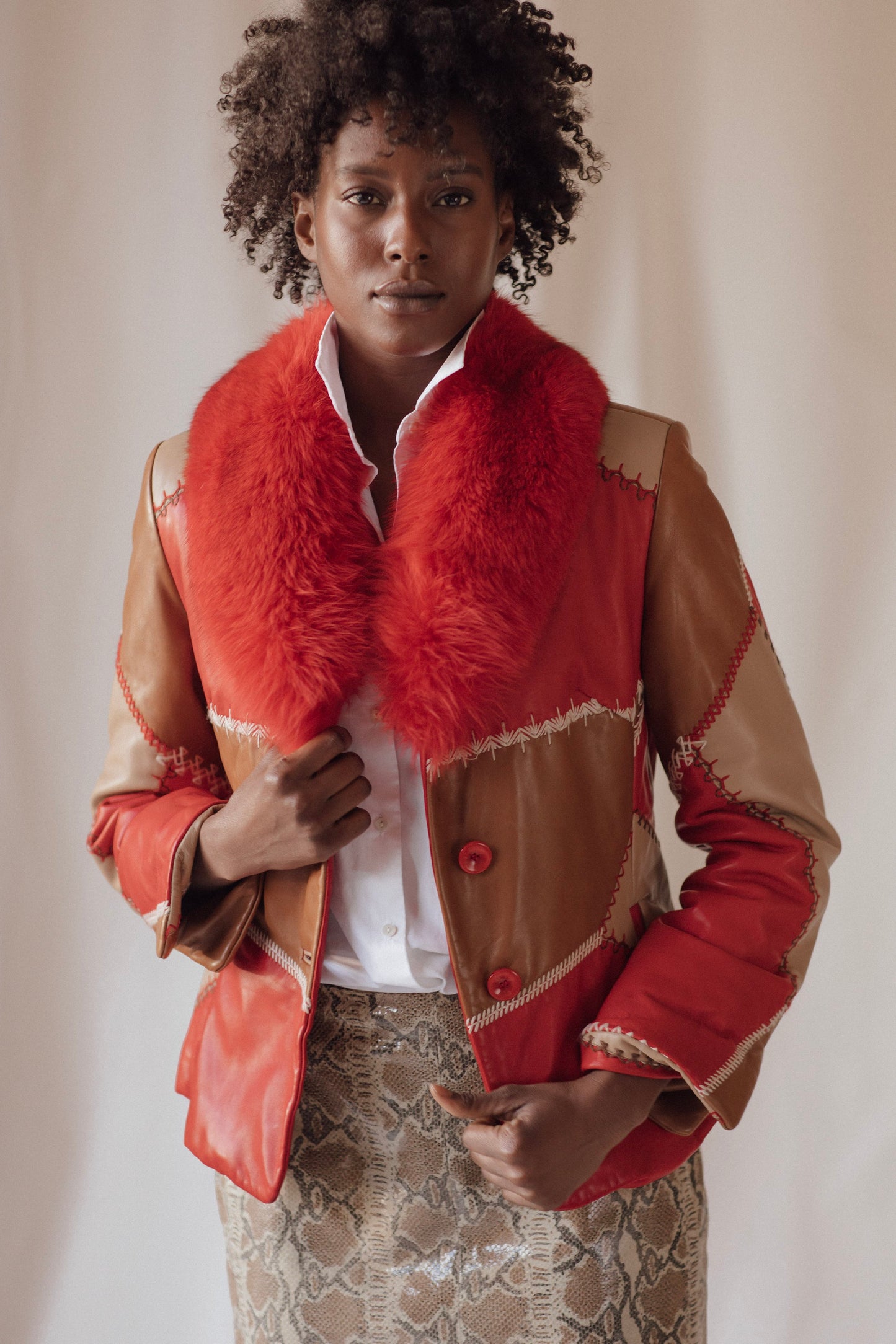 Red Crush Fox Fur Blazer