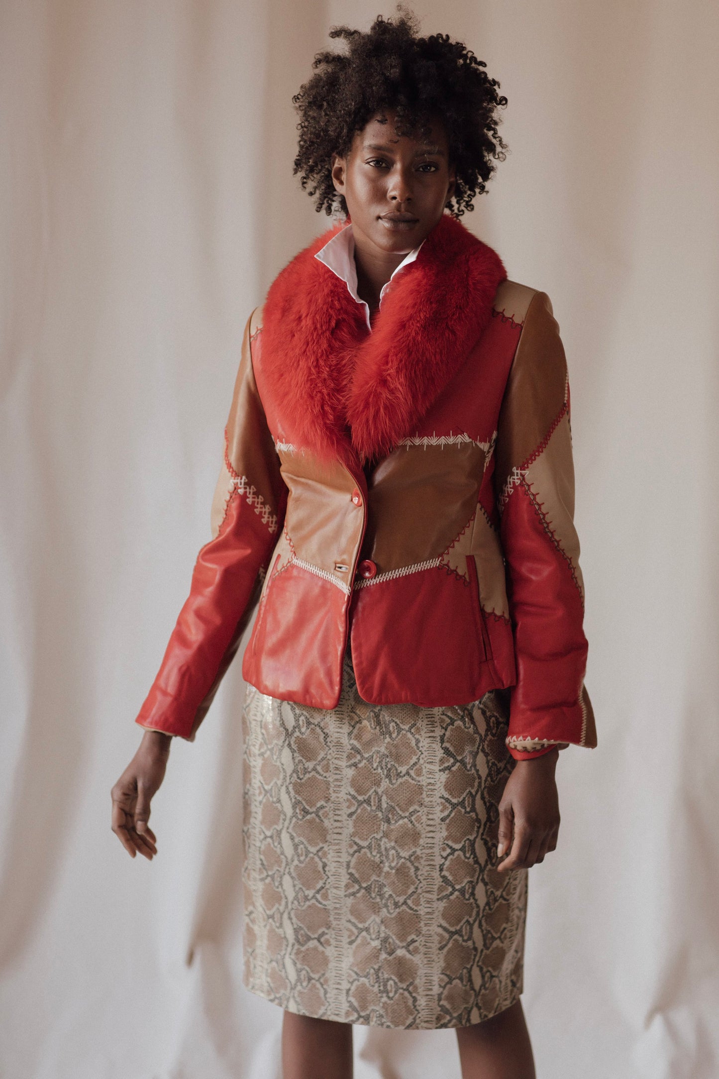 Red Crush Fox Fur Blazer