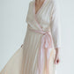 Antique Ivory and Pink Silk Crepe Robe