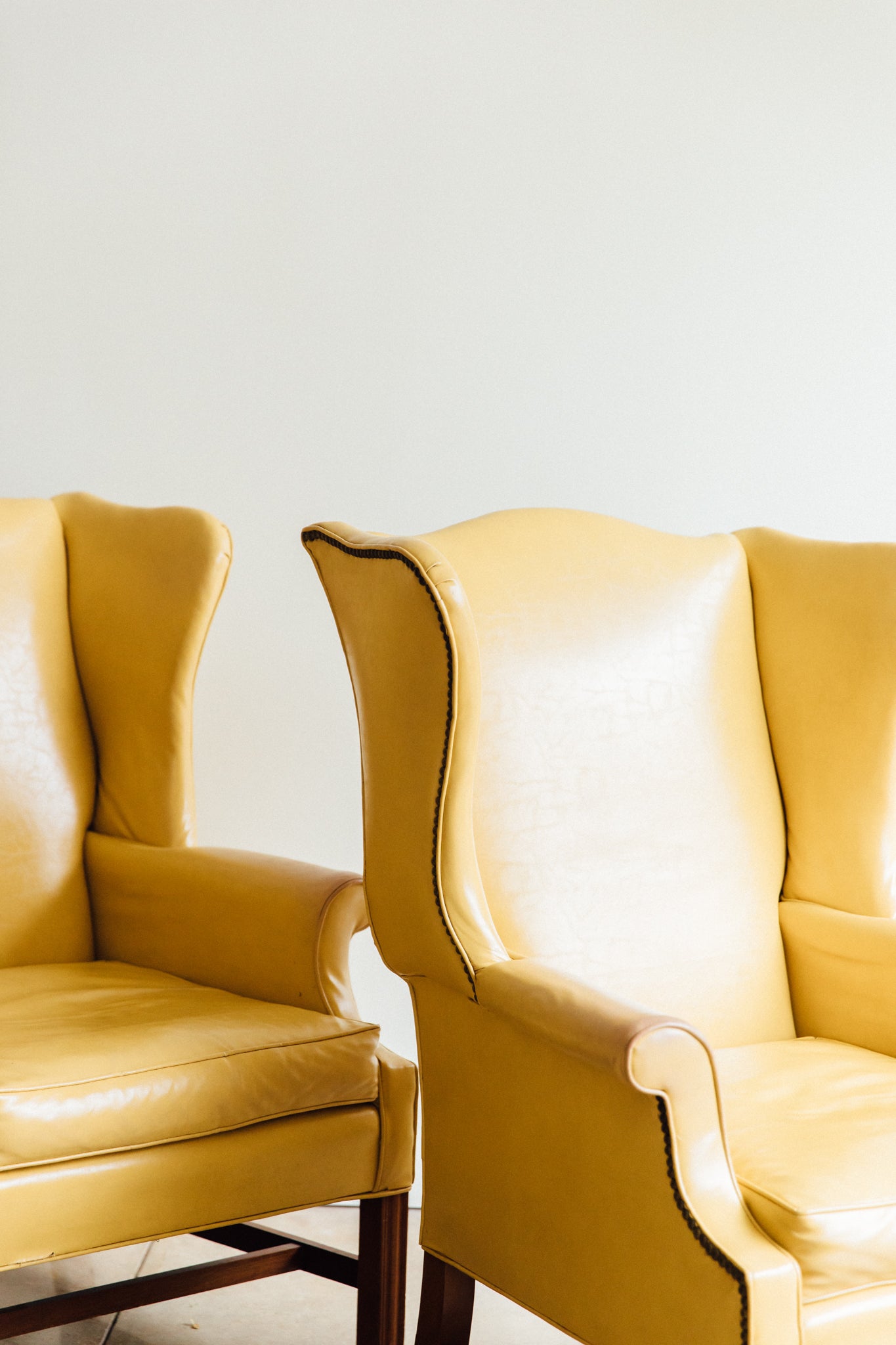 Yellow Leather Wingback Chairs