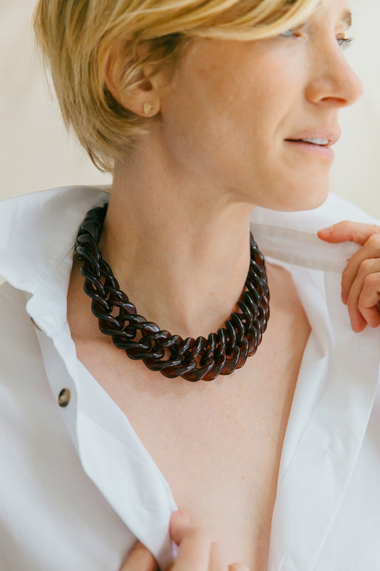 Root Beer Acrylic Cuban Link Necklace