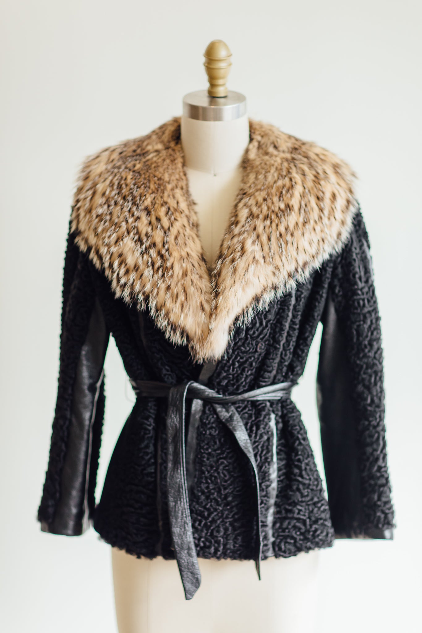 Schumacher Black Jacket with Fur Collar