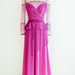 Paula Fuschia Lace Peplum Gown