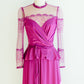 Paula Fuschia Lace Peplum Gown