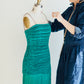 Morton Myles Green Accordion Fringe Dress