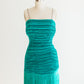Morton Myles Green Accordion Fringe Dress