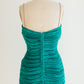 Morton Myles Green Accordion Fringe Dress