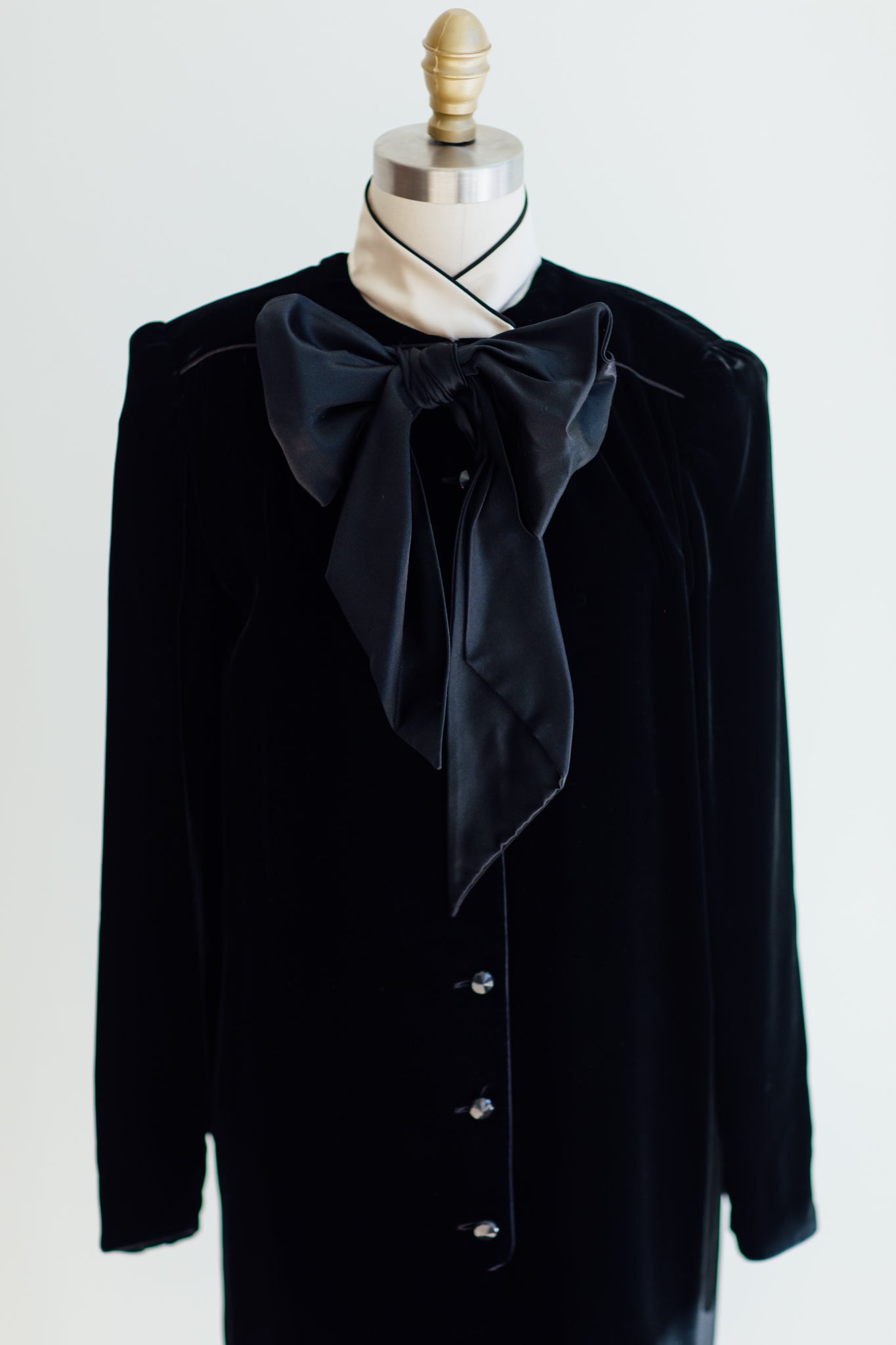 Valentino Black Velvet Shift Dress with Bow