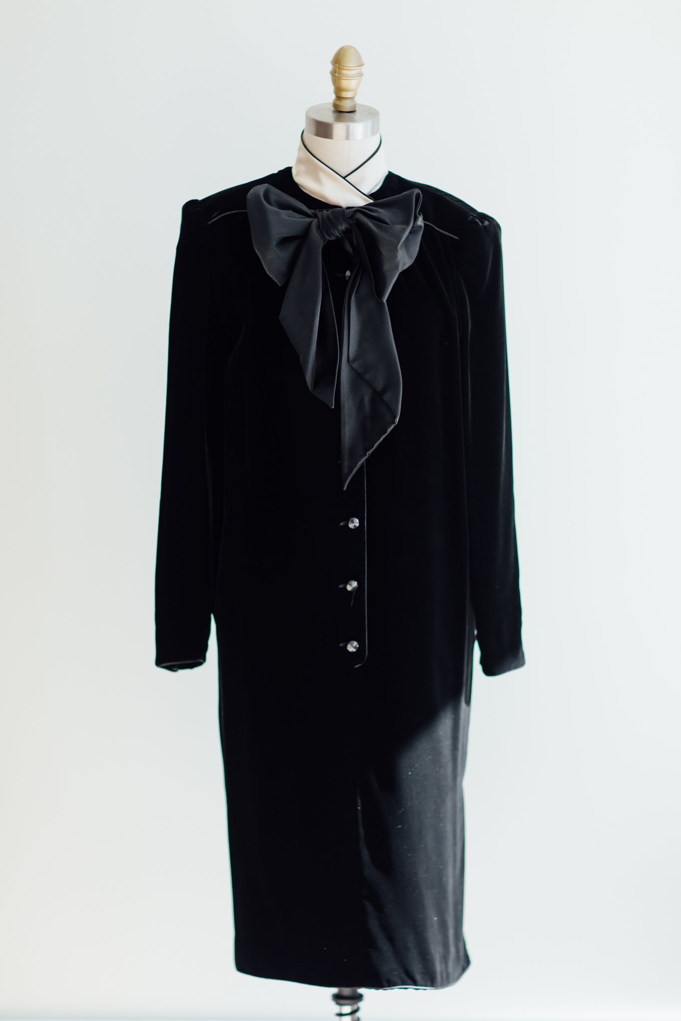 Valentino Black Velvet Shift Dress with Bow