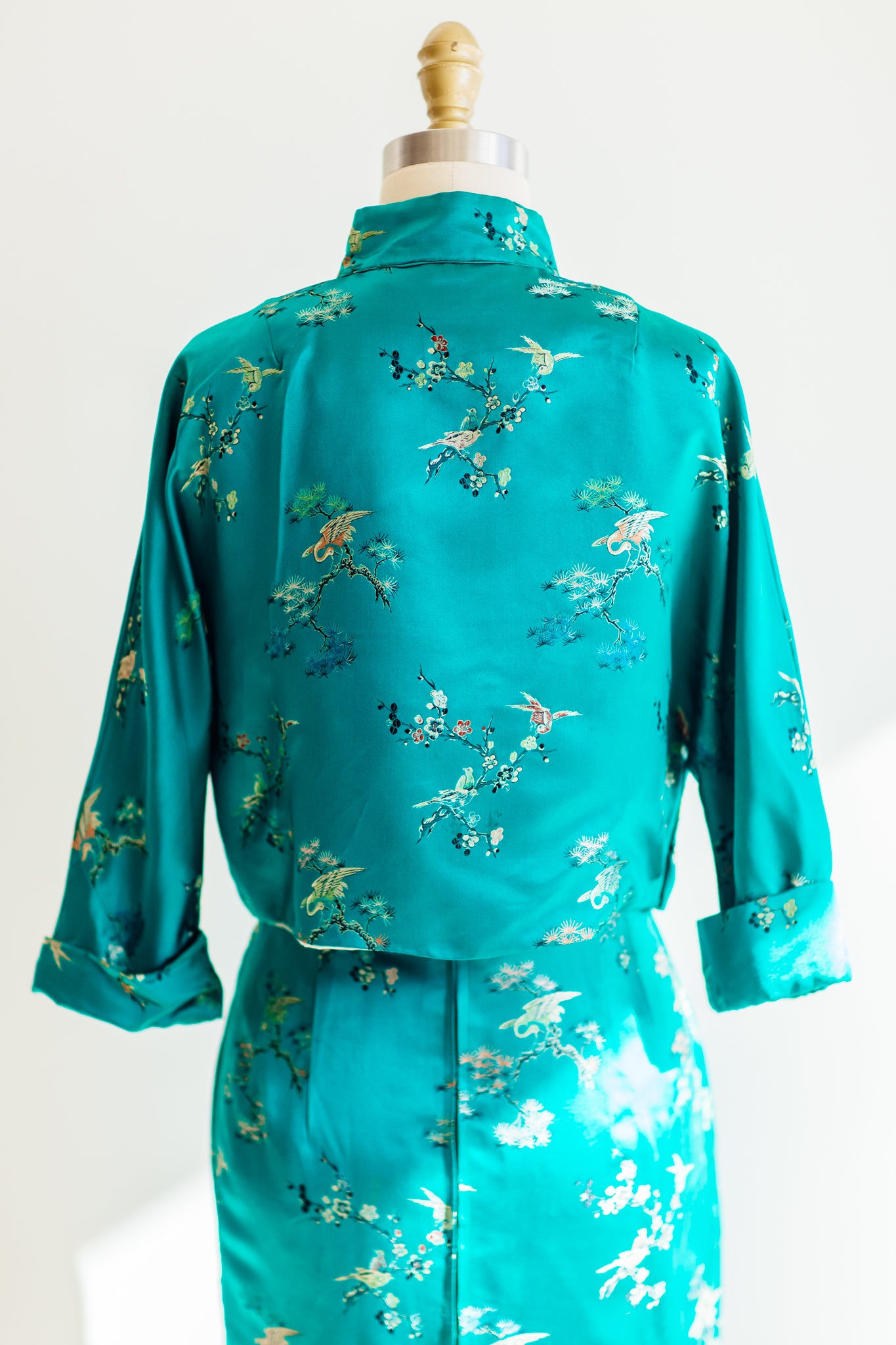 Giana Green Silk Brocade Dress Set
