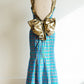 Taffeta Tartan Gown with Gold Bow